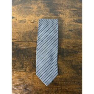 Hart Schaffer Marx Striped Tie Silk Steel Gray Italy Made 60"